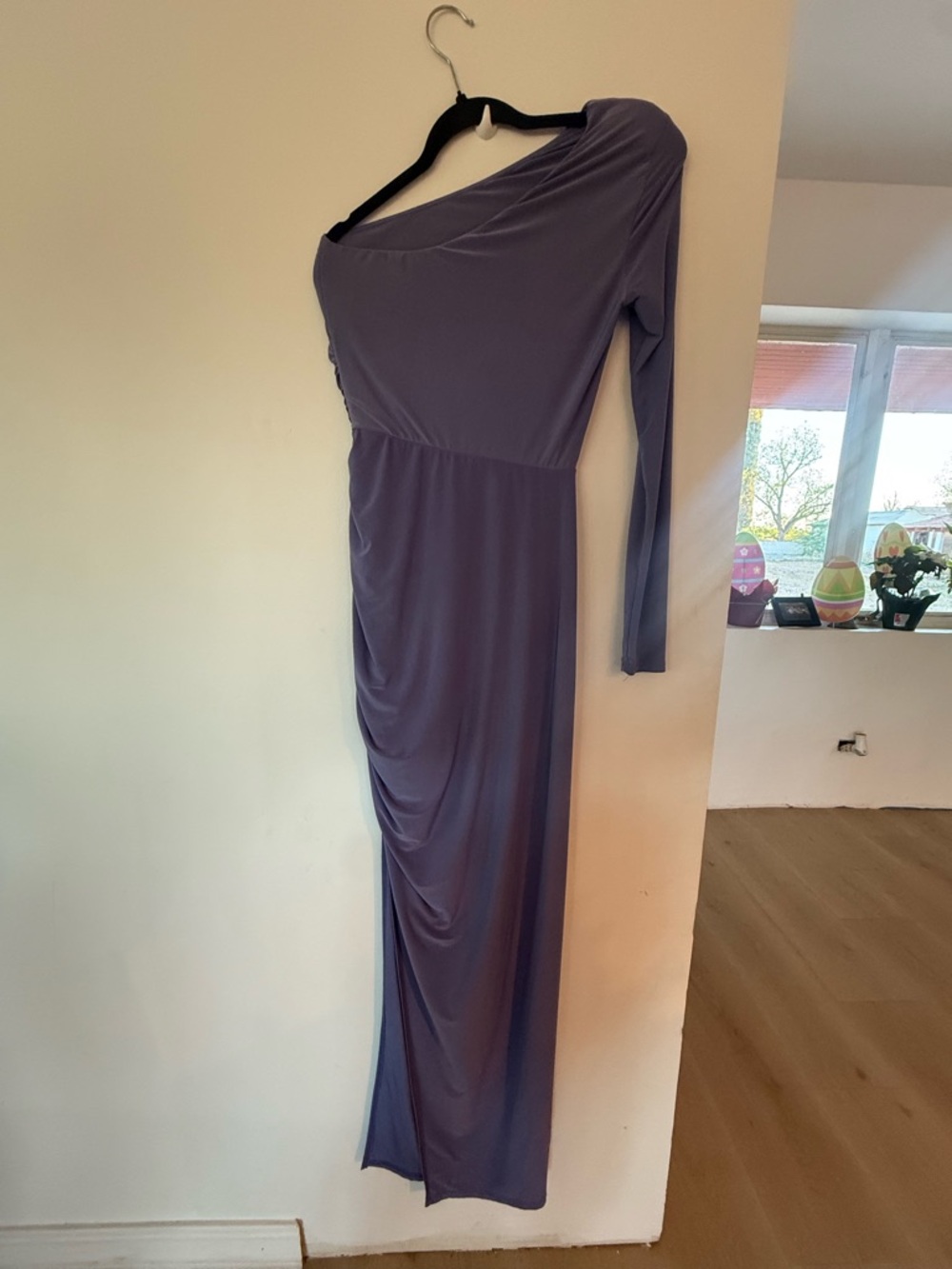 Asymmetrical One-Shoulder Lavender Maxi Dress